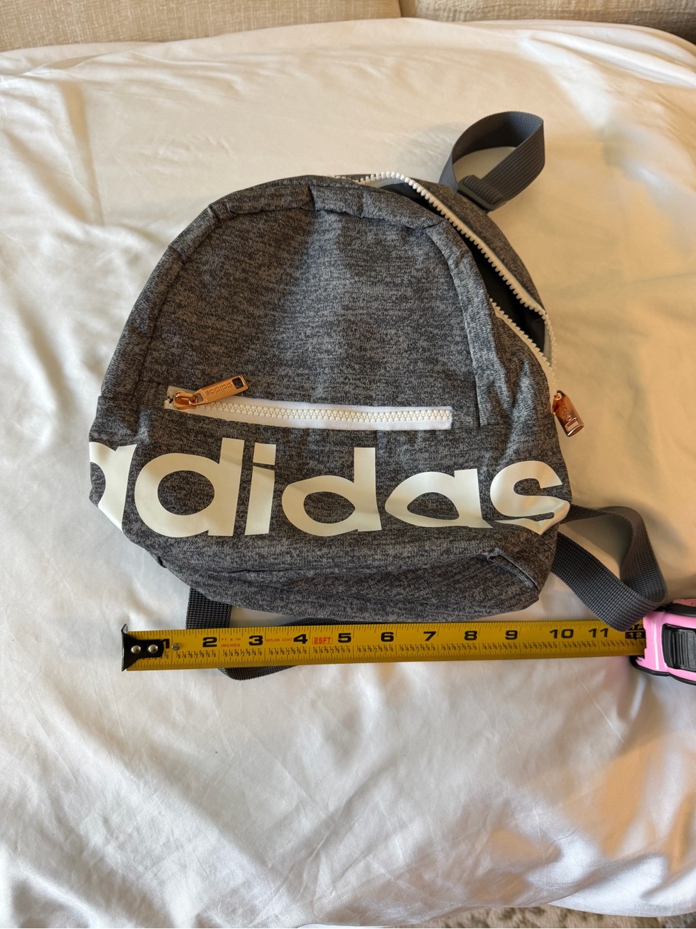 adidas Gray Heather Mini Kids Backpack with White Logo